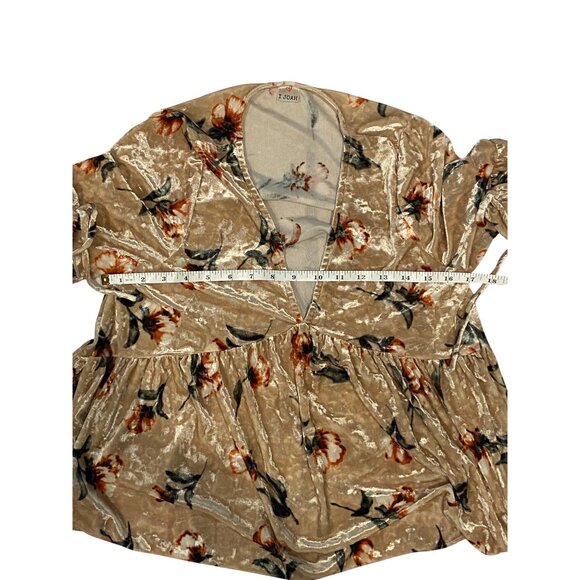 Womens I JOAH Velvet Floral Blouse Size M - Picture 2 of 3